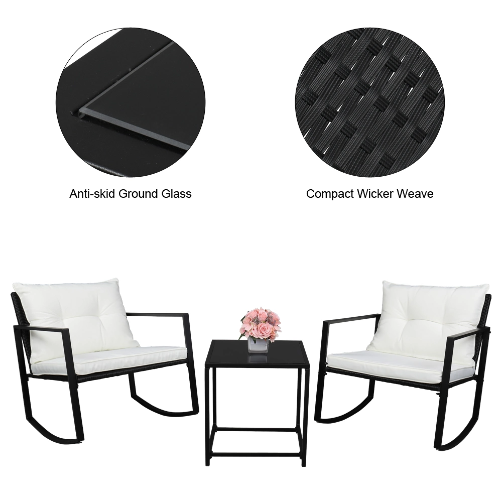 DISCOUNTTODAY 3 Pieces Patio Set Outdoor Wicker Patio Furniture Sets Modern Bistro Set Rattan Chair Conversation Sets with Coffee Table for Yard and Bistro 24.8 x 33.46 x 26.77″