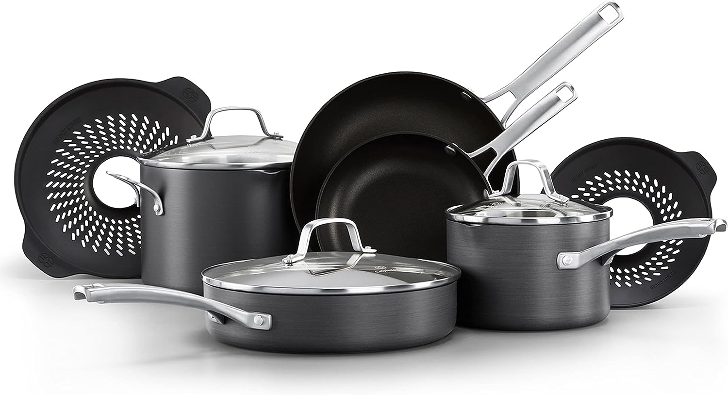 Calphalon Classic Hard-Anodized Nonstick Cookware. 10-Piece Pots and Pans Set with No-Boil-Over Inserts