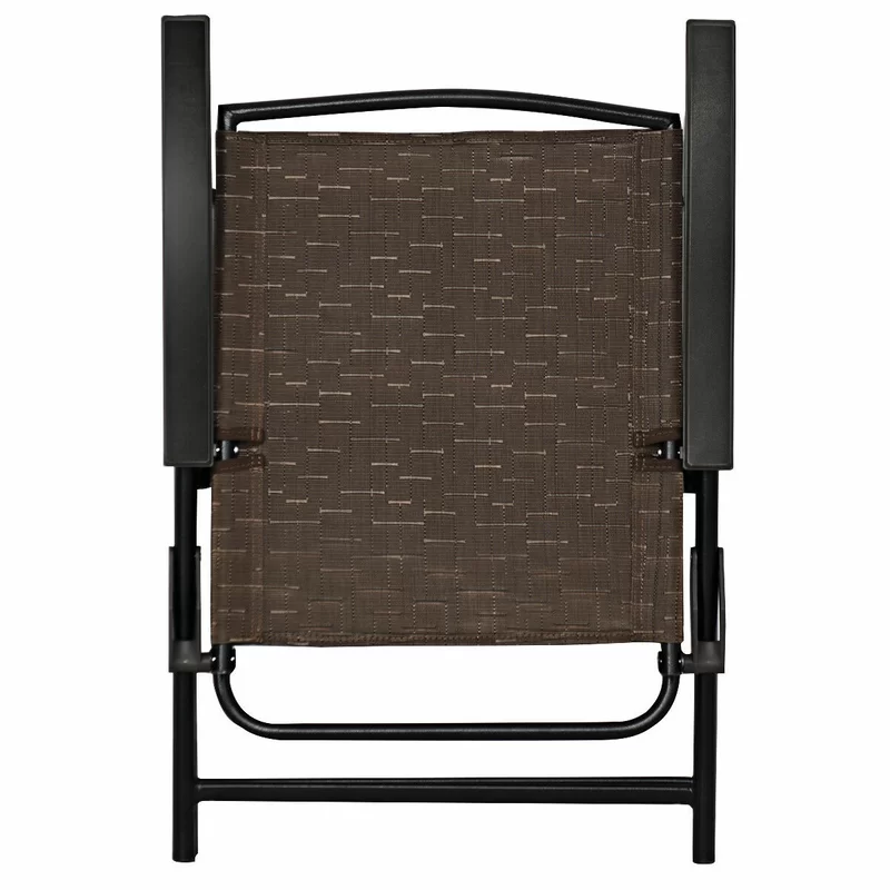 Costway OP3687 Brown Metal Patio Sling Folding Chair with Adjustable Back (Set of 4)