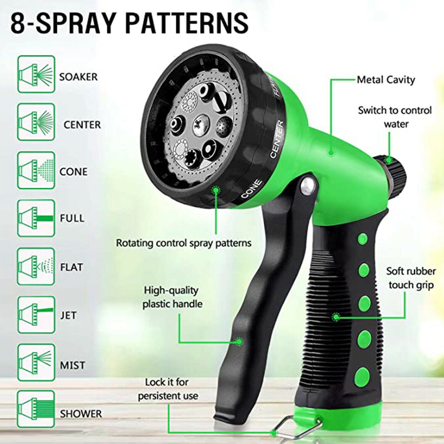 Lilvigor Expandable Garden Hose 150ft 100ft 75 ft 50ft Long Hose 4 Layers Latex Core Water Hose High Tenacity Fabric Outer Cover High Tenacity Fabric Outer Cover Solid Brass Fittings 8-Way Nozzle