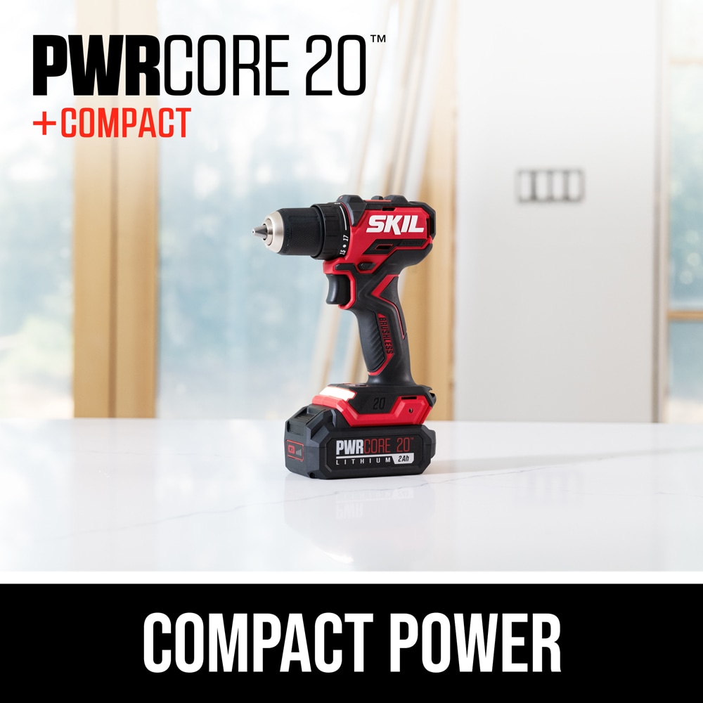 SKIL PWR CORE Compact 20-volt 1/2-in Brushless Cordless Drill(1 Li-ion Battery Included and Charger Included)