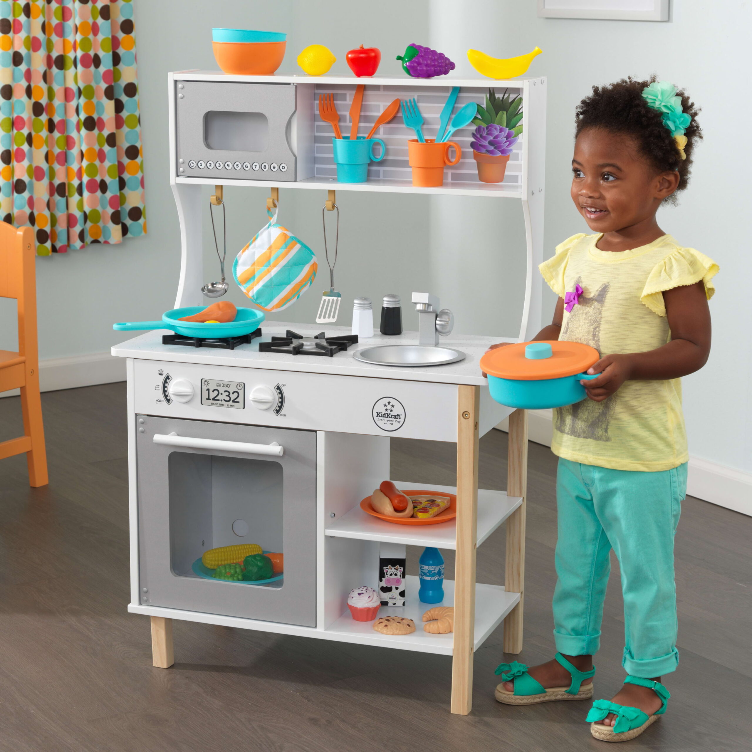 KidKraft All Time Wooden Play Kitchen with Oven. Microwave and 38-Piece Accessory Set