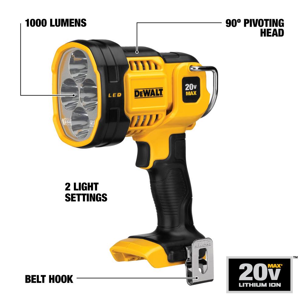 DEWALT DCL043 20-Volt Max 1000-Lumen LED Rechargeable Power Tool Flashlight