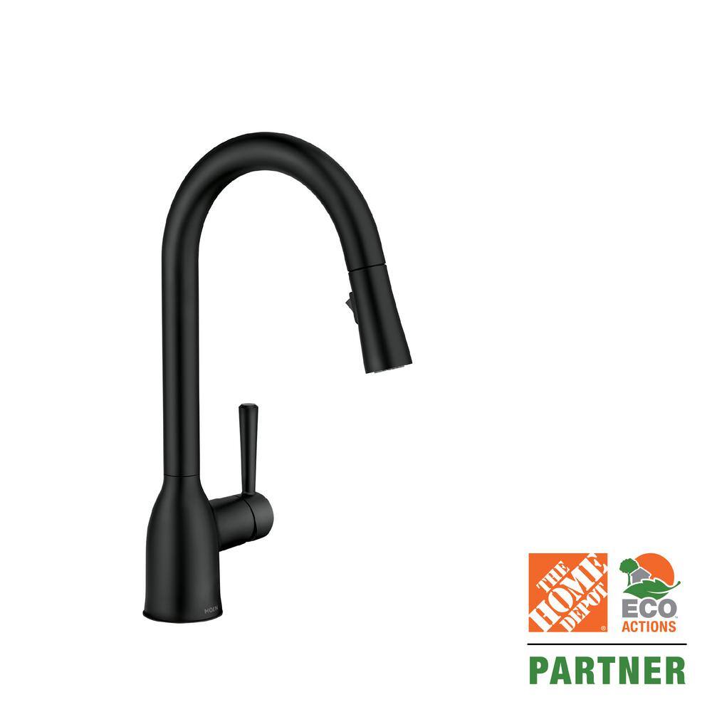 MOEN  Adler Single-Handle Pull-Down Sprayer Kitchen Faucet with Reflex and Power Clean in Matte Black