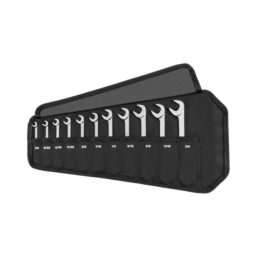 TEKTON WAE92101 11-Piece (1/4-3/4 in.) with Pouch Angle Head Open End Wrench Set