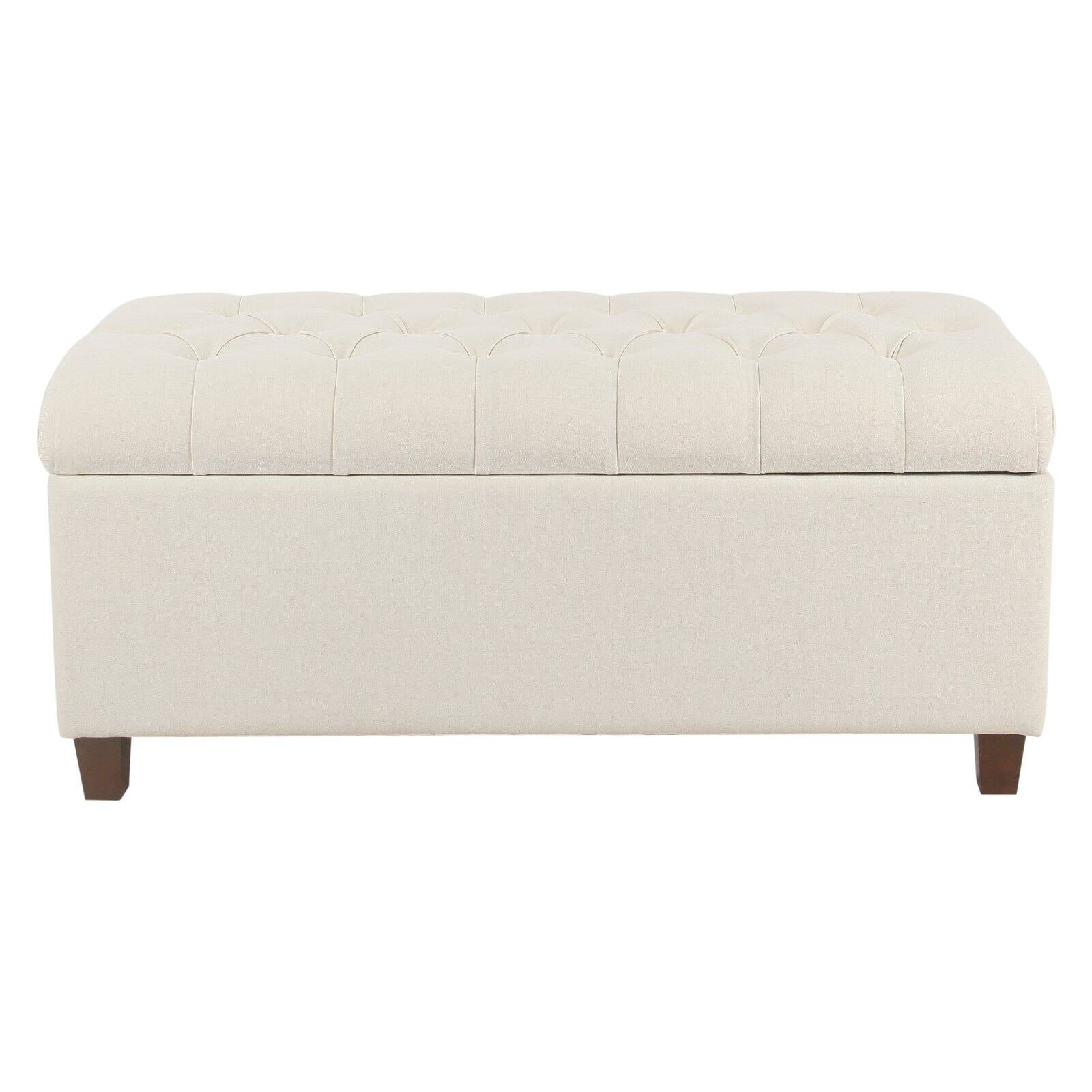 HomePop Ainsley Button Tufted Storage Bench. Cream