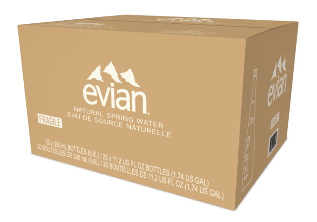 Evian Natural Spring Water. 11.1 Fl Oz. Glass. 20-Pack