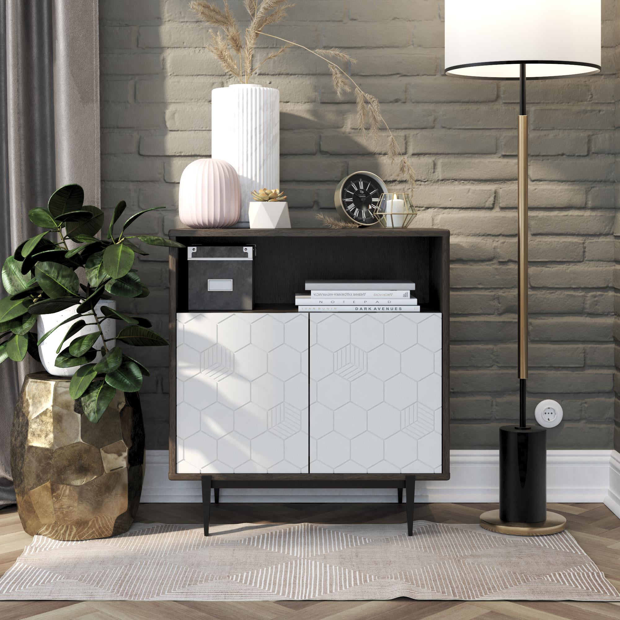 CosmoLiving by Cosmopolitan Olivia Storage Cabinet. Gray Oak