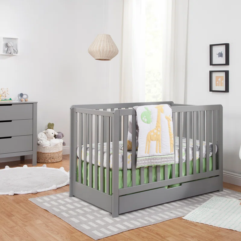 Carter-s by DaVinci Colby 4-in-1 Convertible Crib with Trundle Drawer in Grey. Greenguard Gold Certified. Undercrib Storage