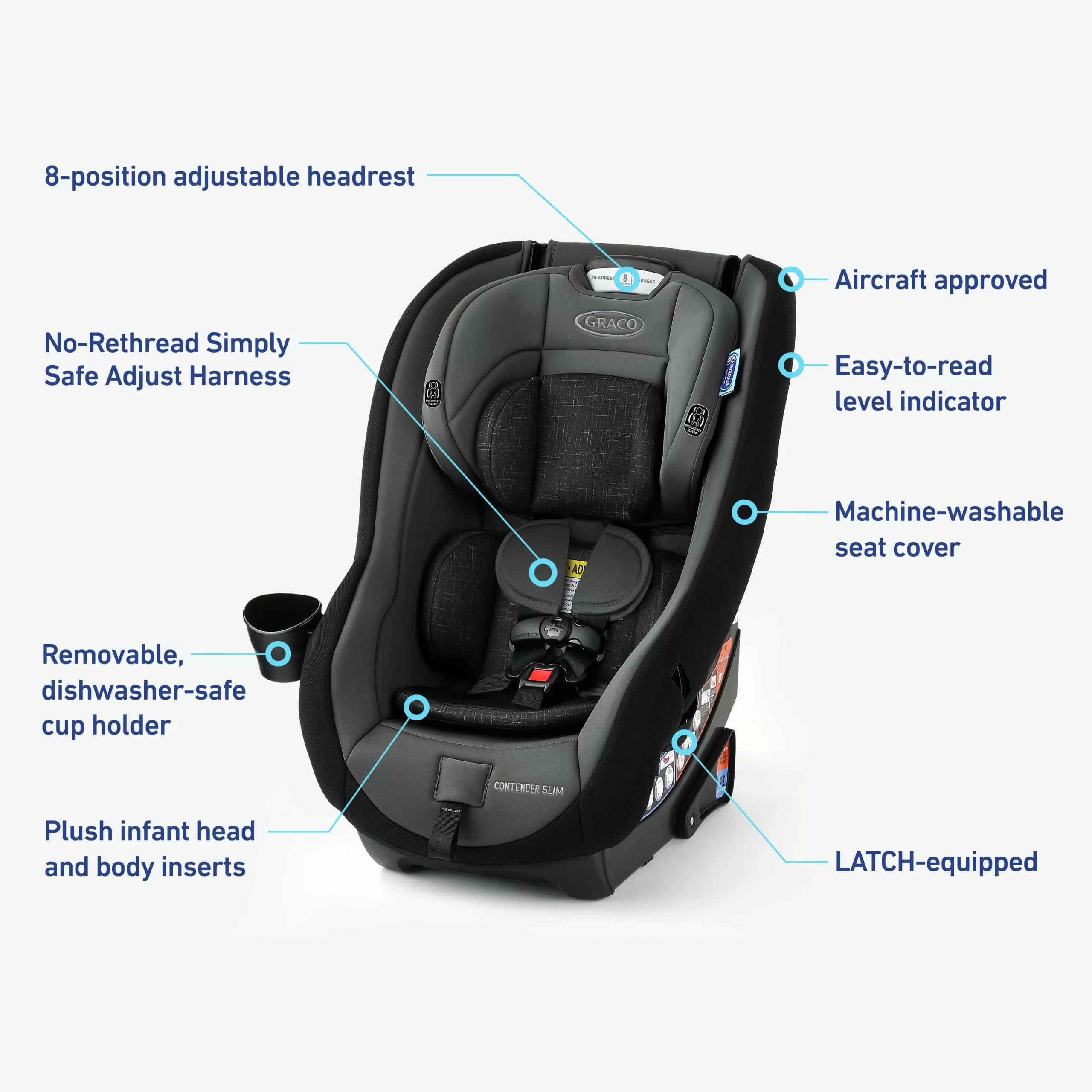 Graco Contender Slim Convertible Car Seat - West Point