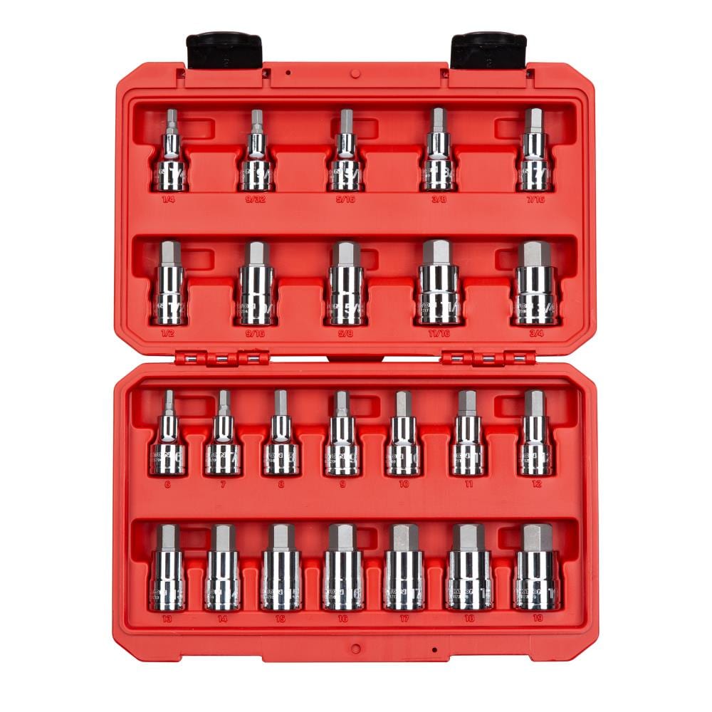 TEKTON 24-Piece 1/2-in Drive Set Hex Bit Standard (SAE) and Metric Combination Driver Socket Set