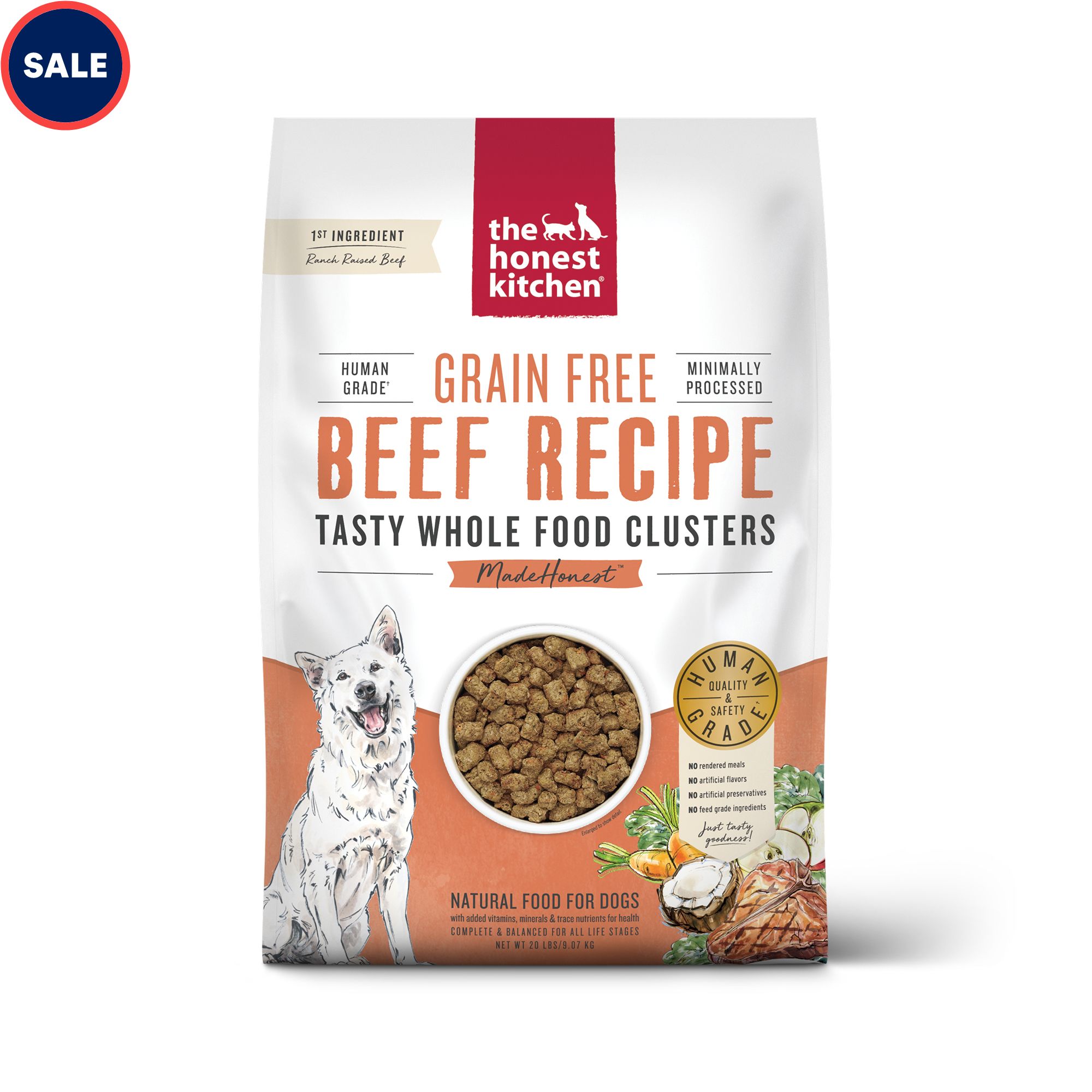 The Honest Kitchen Whole Food Clusters Grain Free Beef Dry Dog Food. 20 lbs.
