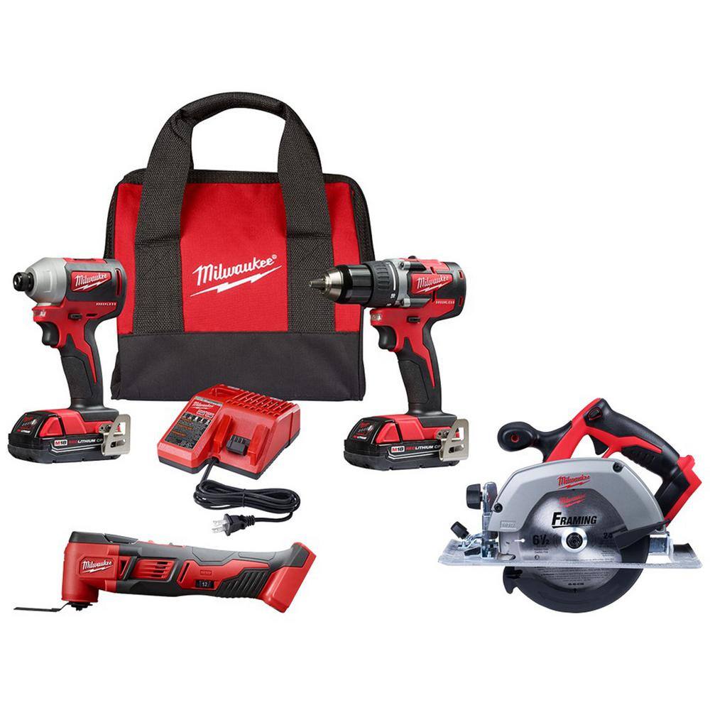 Milwaukee 2892-22CT-2626-20-2630-20 M18 18V Lithium-Ion Brushless Cordless Compact Drill/Impact & Multi-Tool Combo Kit (3-Tool) W/ Circular Saw