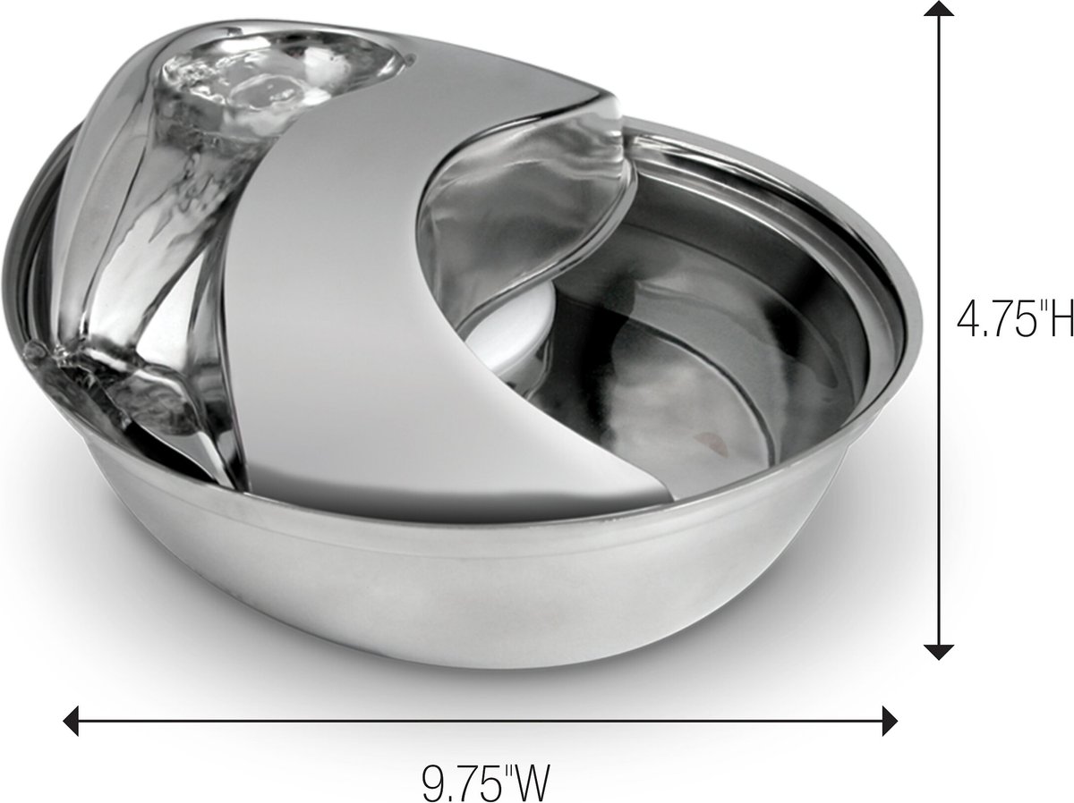 Pioneer Pet Stainless Steel Dog & Cat Fountain Raindrop Design. 60-oz