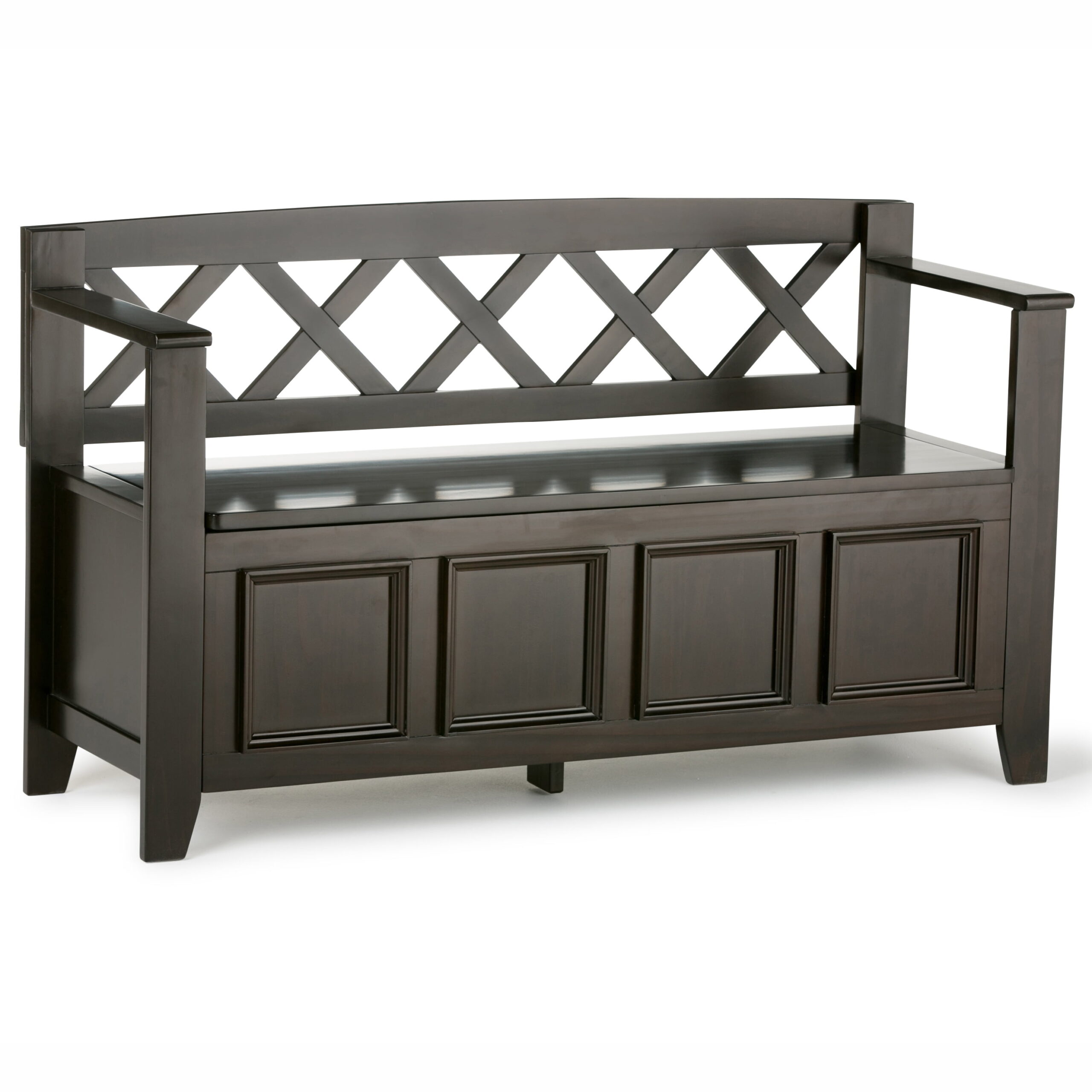 Amherst SOLID WOOD 48 inch Wide Transitional Entryway Storage Bench in Hickory Brown