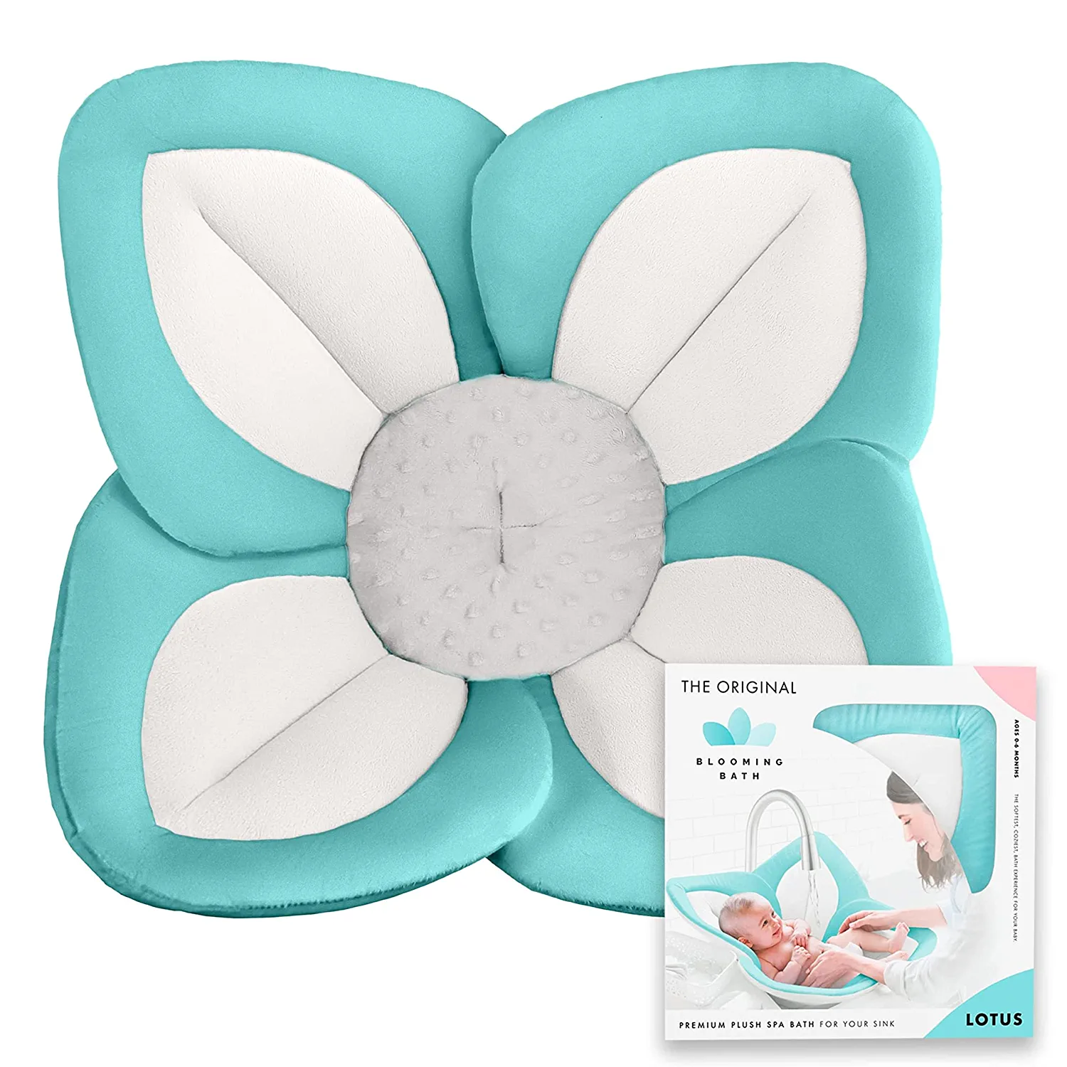 Blooming Bath Lotus Baby Bath Seat. Unisex. 0 to 6 Months. Seafoam/White/Gray (OS)