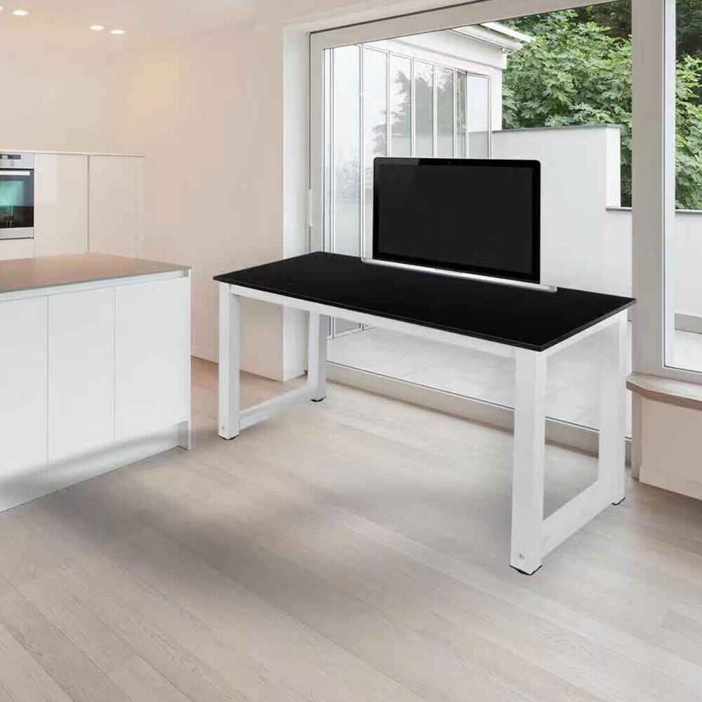 G-Plus Computer Desk Wood Office Table. Modern PC Laptop Notebook Study Writing Table for Home Office Workstation (43.3”. Black Color)