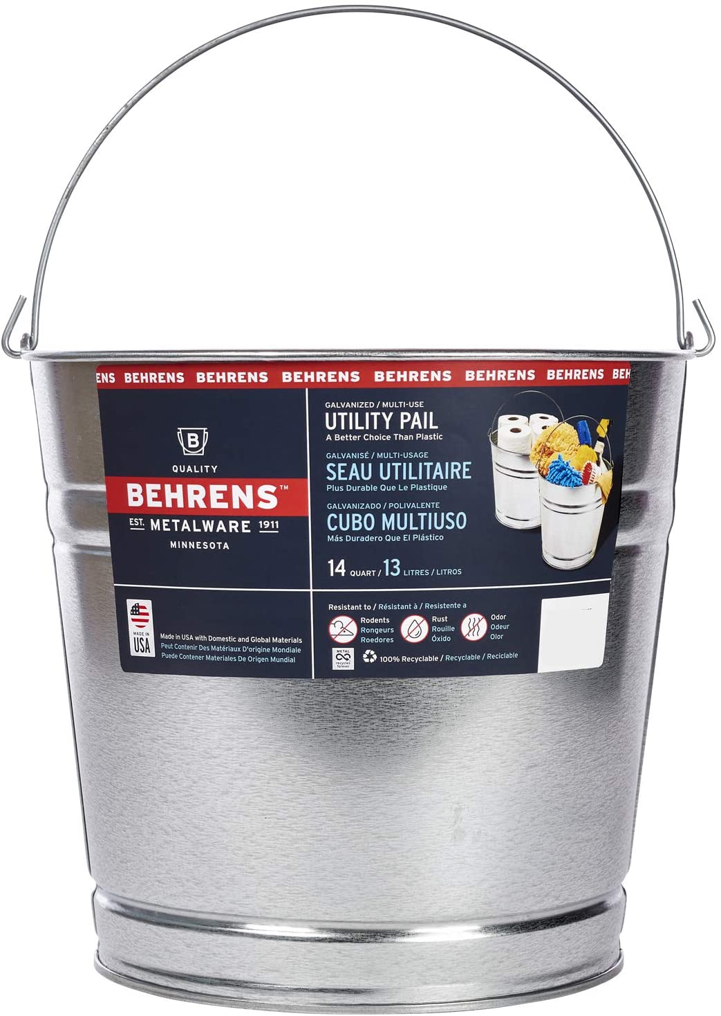 Behrens Galvanized Steel Utility Pail. 12 Quart
