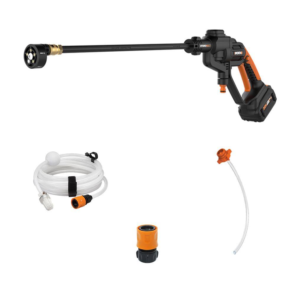 Worx WG620 POWER SHARE 20-Volt 320 PSI 0.53 GPM Hydroshot Cordless Portable Pressure Washer. 4 Ah Battery and Charger Included