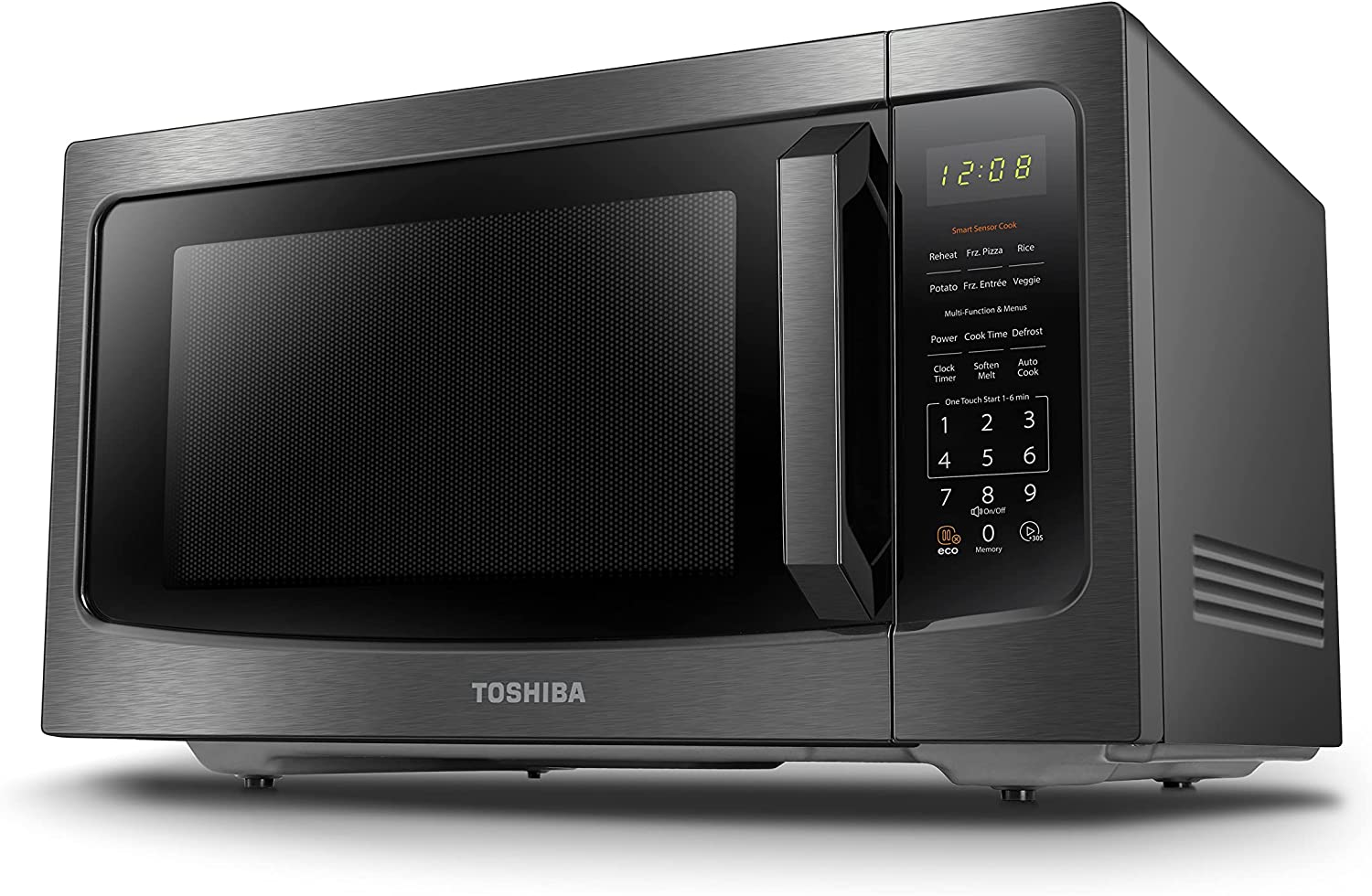TOSHIBA ML-EM45P(BS) Countertop Microwave Oven with Smart Sensor and Position Memory Turntable. Memory Function. 1.6 Cu.ft with 13.6″ Removable Turntable. Black Stainless Steel. 1200W