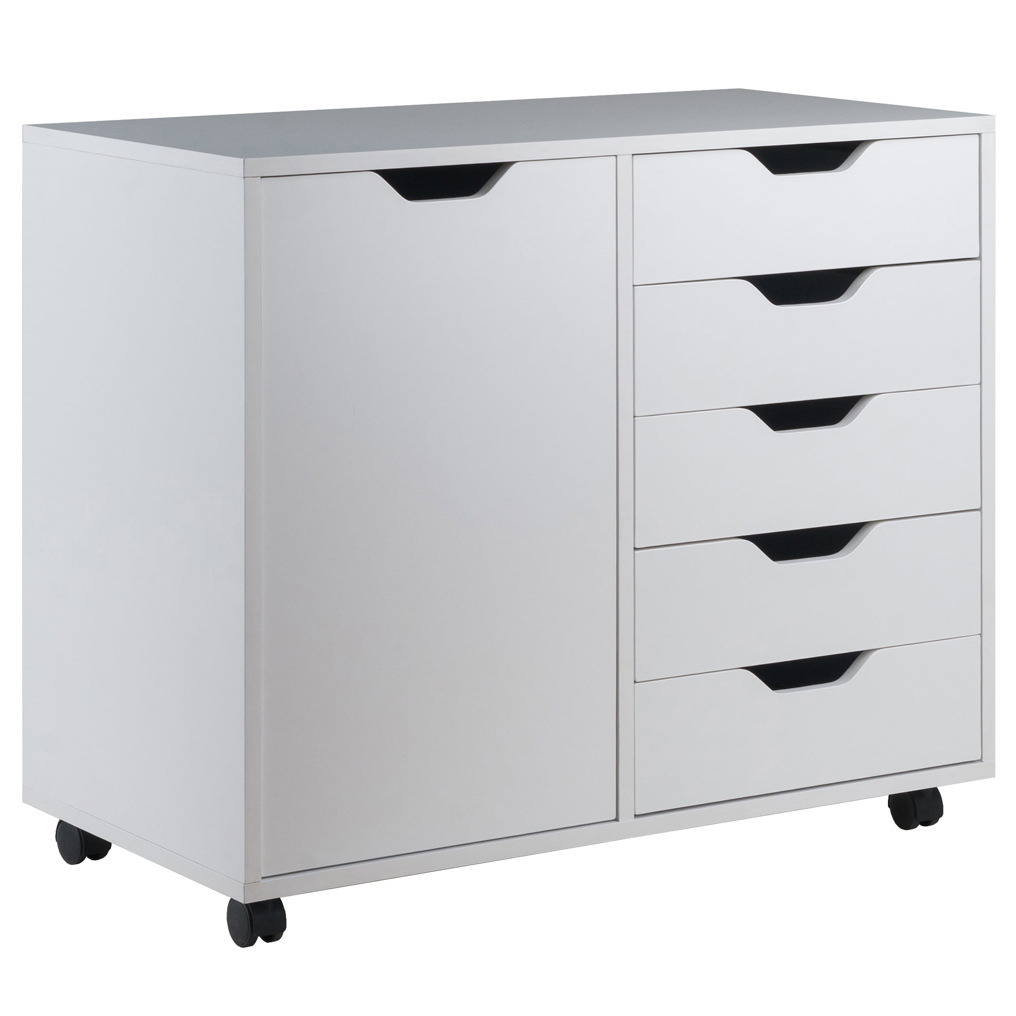 Winsome Wood Halifax 2-Section 5-Drawer Mobile Storage Cabinet. White Finish