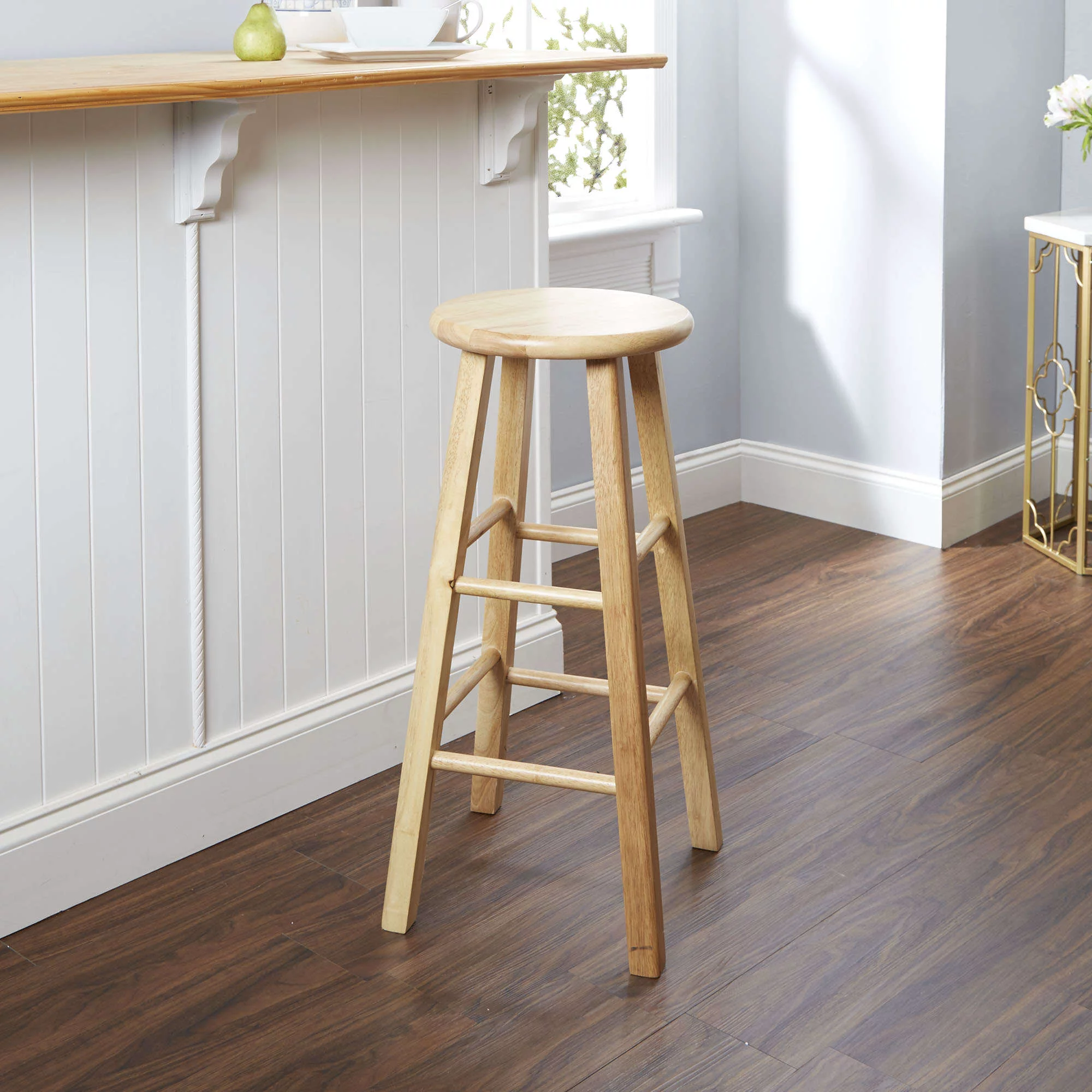 Mainstays Fully Assembled 29″ Natural Wood Bar Stool