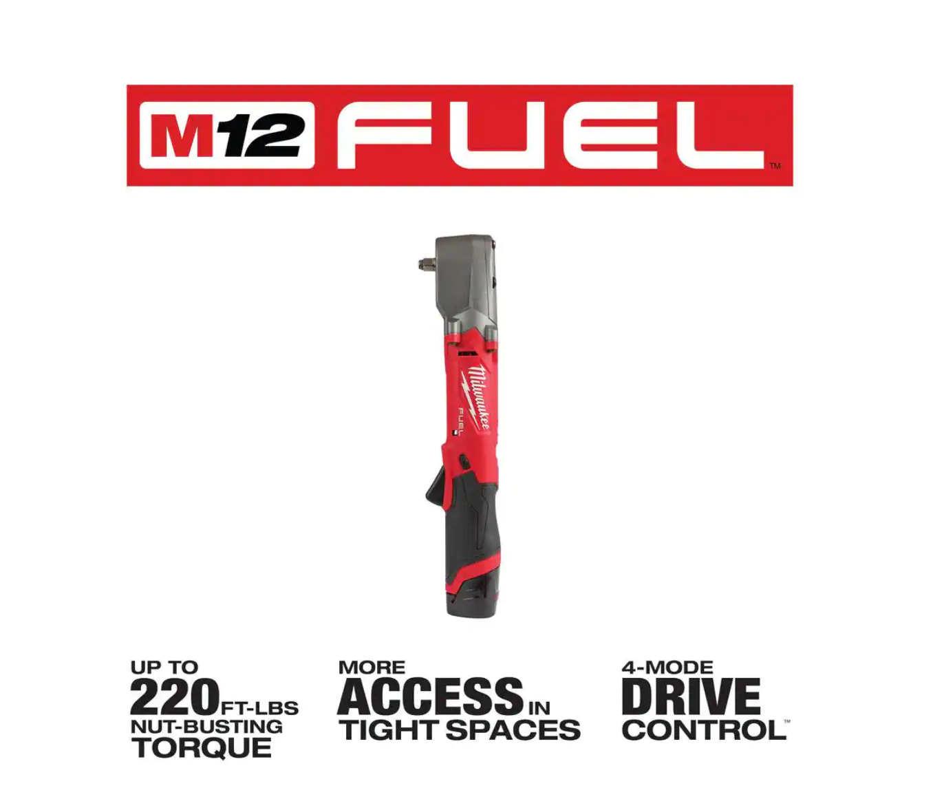 Milwaukee 2564-22-2565-20 M12 FUEL 12V Lithium-Ion Brushless Cordless 3/8 in. and 1/2 in. Right Angle Impact Wrench Kit (2-Tool)