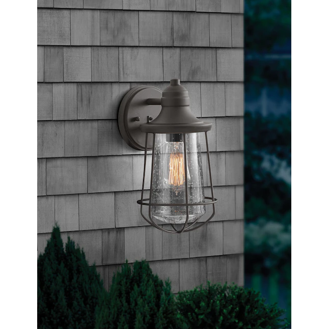 Portfolio  Valdara 1-Light 11.5-in Black Outdoor Wall Light