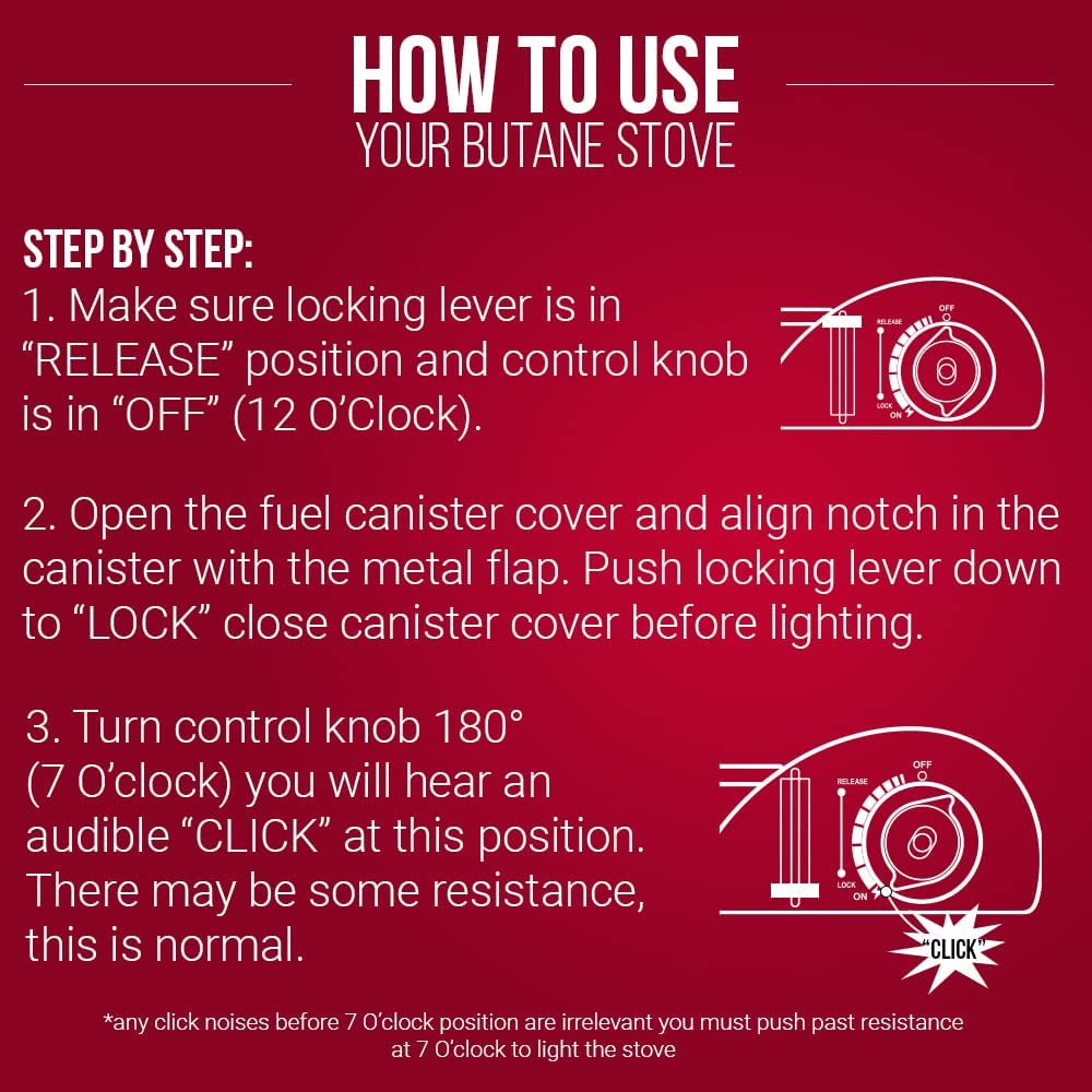 Chef Master 90019 Portable Butane Stove. 15.000 BTU Single Burner Gas Stove