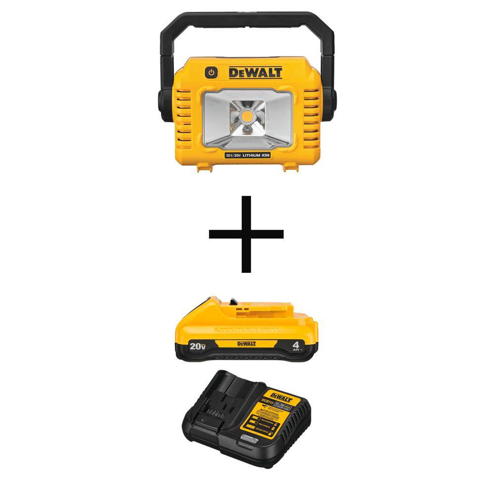 DEWALT DCL077BW240C 20V MAX Compact Task Light. (1) 20V MAX Compact Lithium-Ion 4.0Ah Battery. and 12V-20V MAX Charger