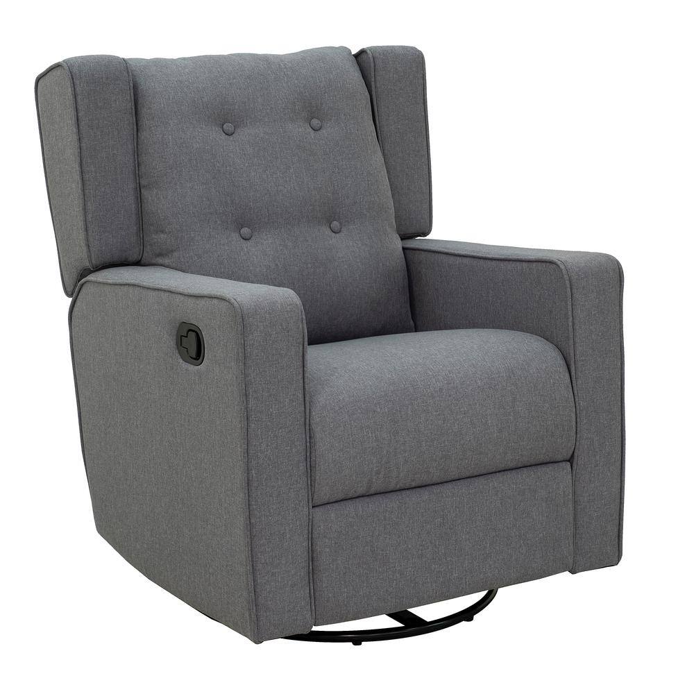 HomCom Grey Polyester Swivel Gliding Relciner Chair
