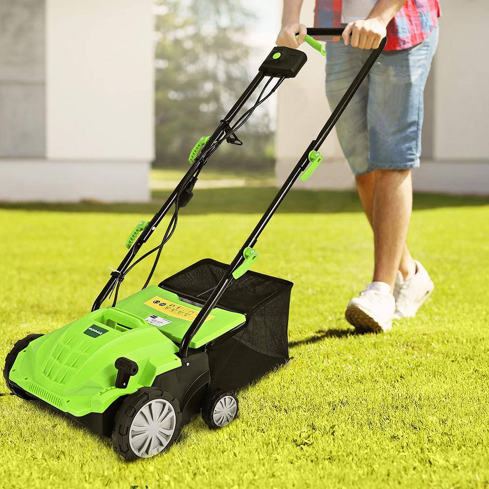 Costway ET1414US-GN 13 in. 12 Amp Corded Scarifier Electric Lawn Dethatcher w/40L Collection Bag Green