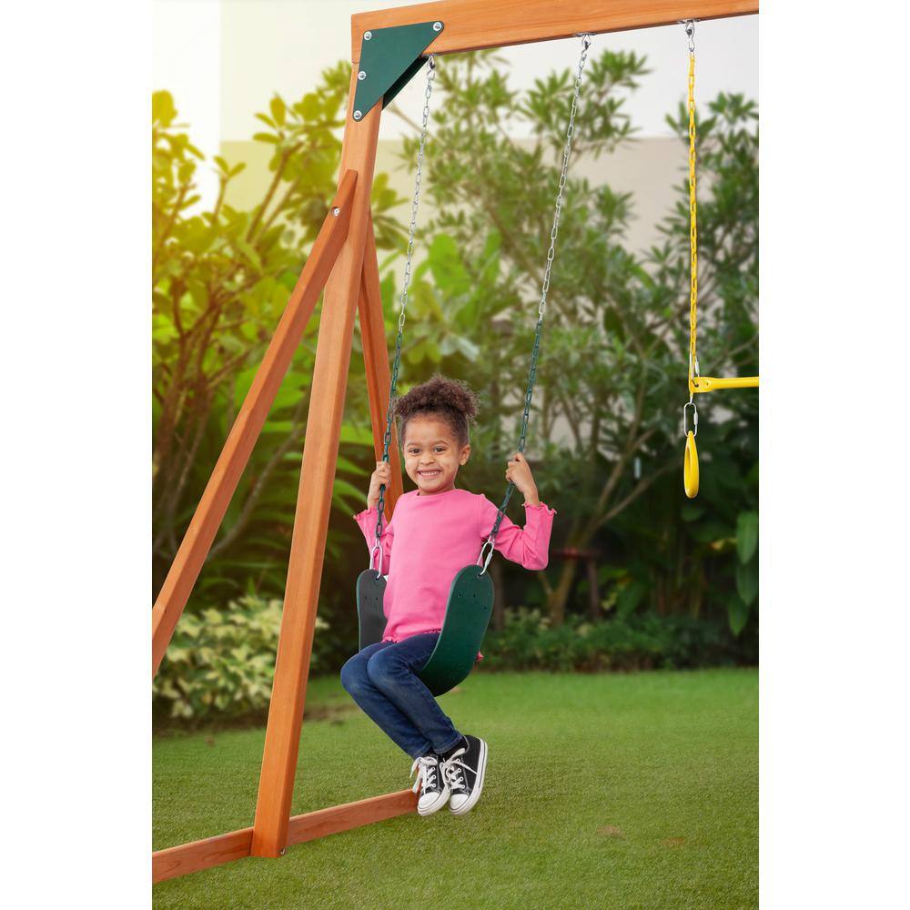 Creative Cedar Designs 3800 Trailside Complete Wood Swing Set with Multi-Color Playset Accessories