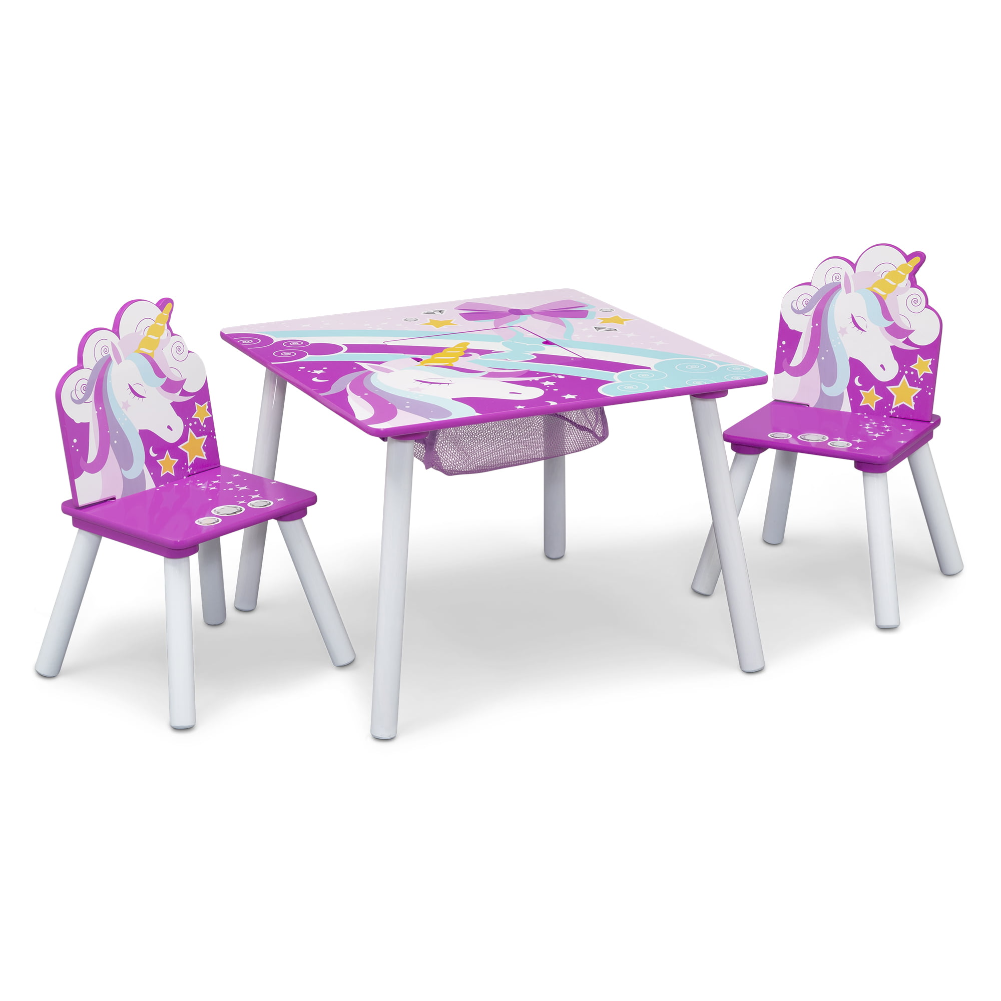 Delta Children Unicorn Table and Chair Set With Storage (2 Chairs Included) - Greenguard Gold Certified. Pink