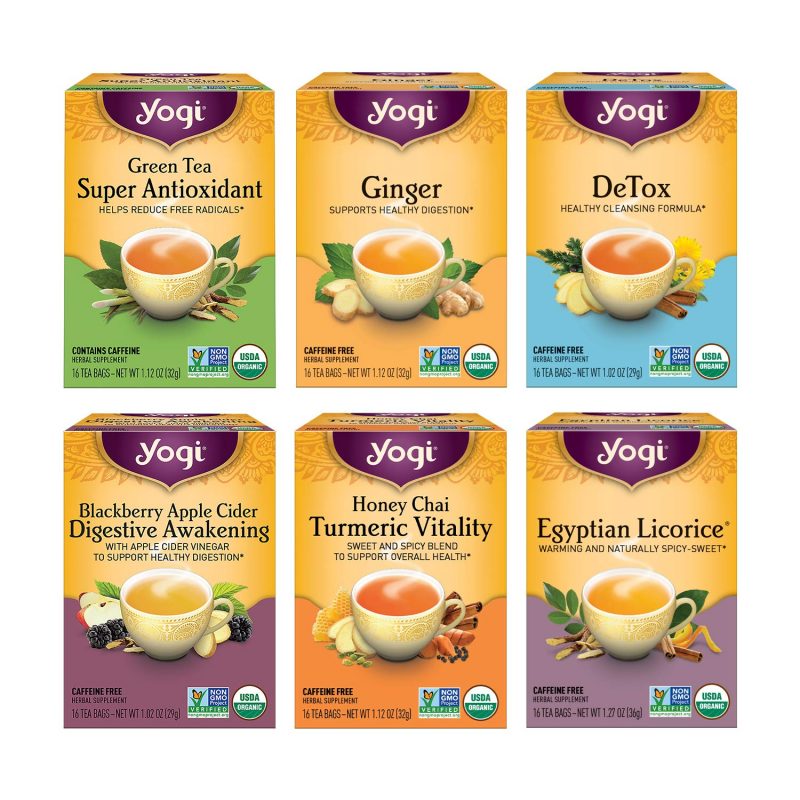 Yogi Tea Digestion and Detox Tea Variety Pack Sampler. 6 Pack. 96 Tea Bags