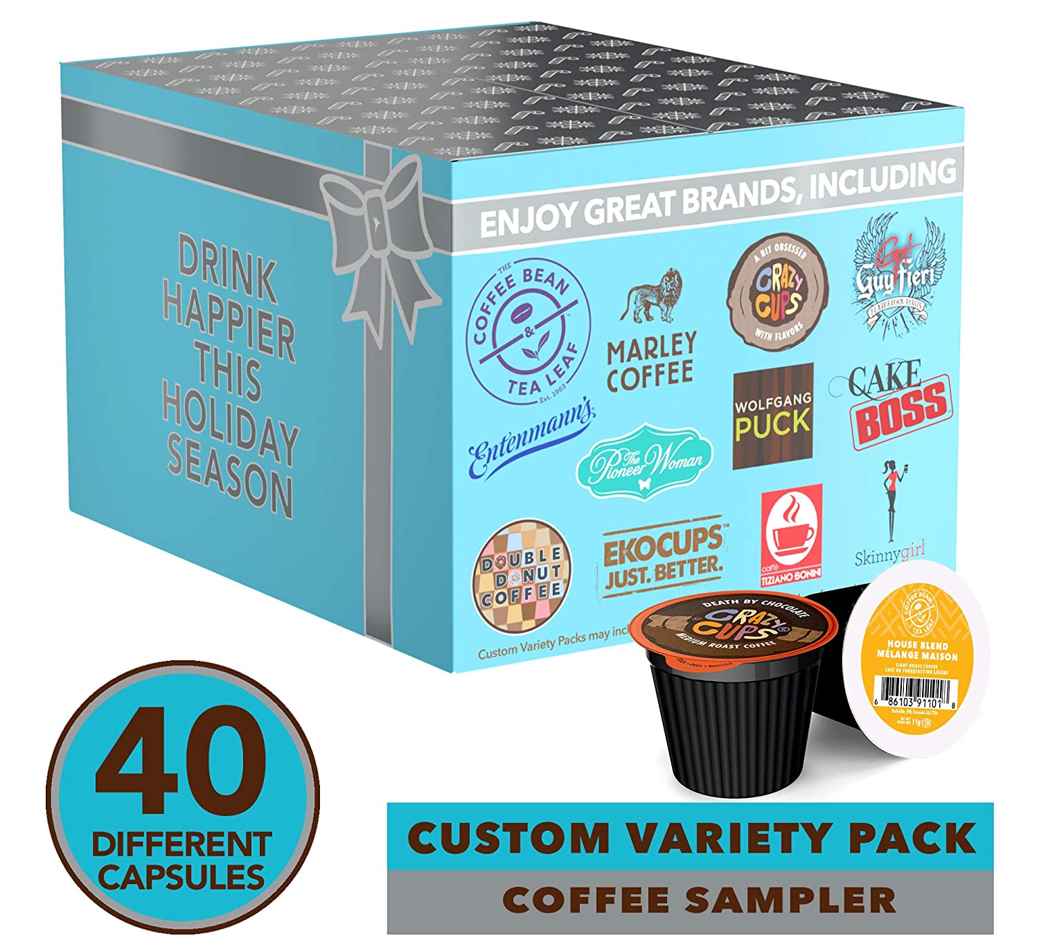 Coffee Pods Variety Pack Sampler. Assorted Single Serve Coffee. 40 Unique Cups