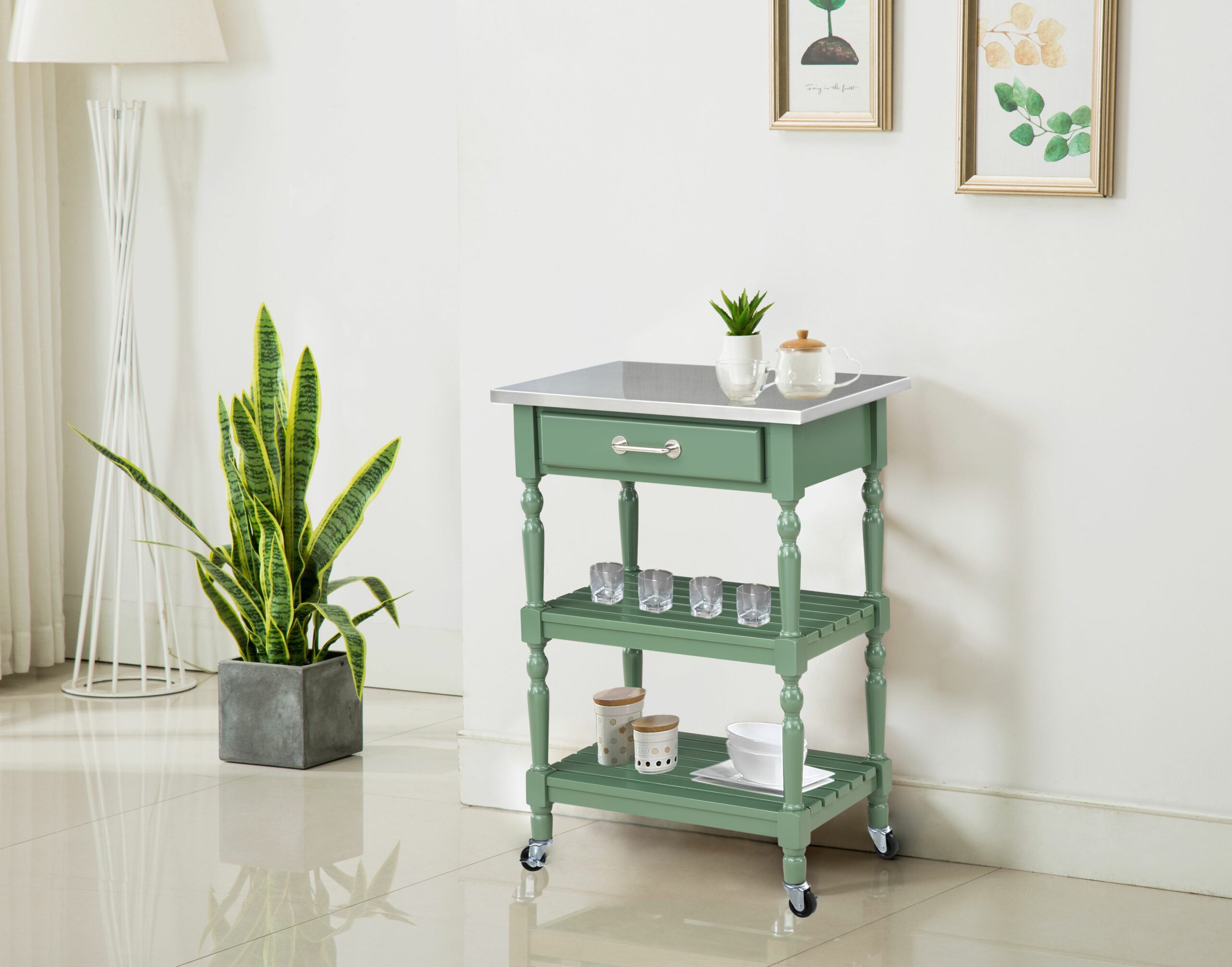 Boraam Carolina Kitchen Cart. Equestrian Green