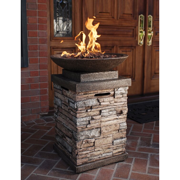 Newcastle 29.13” H x 19.49” W Polyresin Propane Outdoor Fire Column