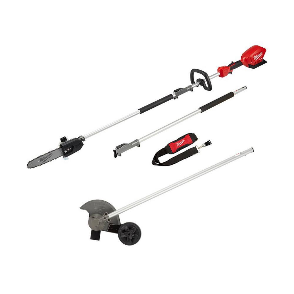 Milwaukee 2825-20PS-49-16-2718 M18 FUEL 10 in. 18V Lithium-Ion Brushless Electric Cordless Pole Saw w/ M18 FUEL QUIK-LOK 8 in. Edger Attachment(2-Tool)