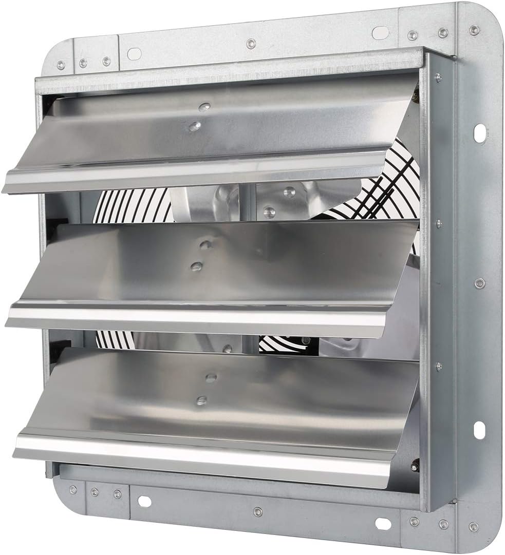 iPower 10 Inch Shutter Exhaust Fan Aluminum.High Speed 1650RPM. 820CFM. 1-Pack. Silver