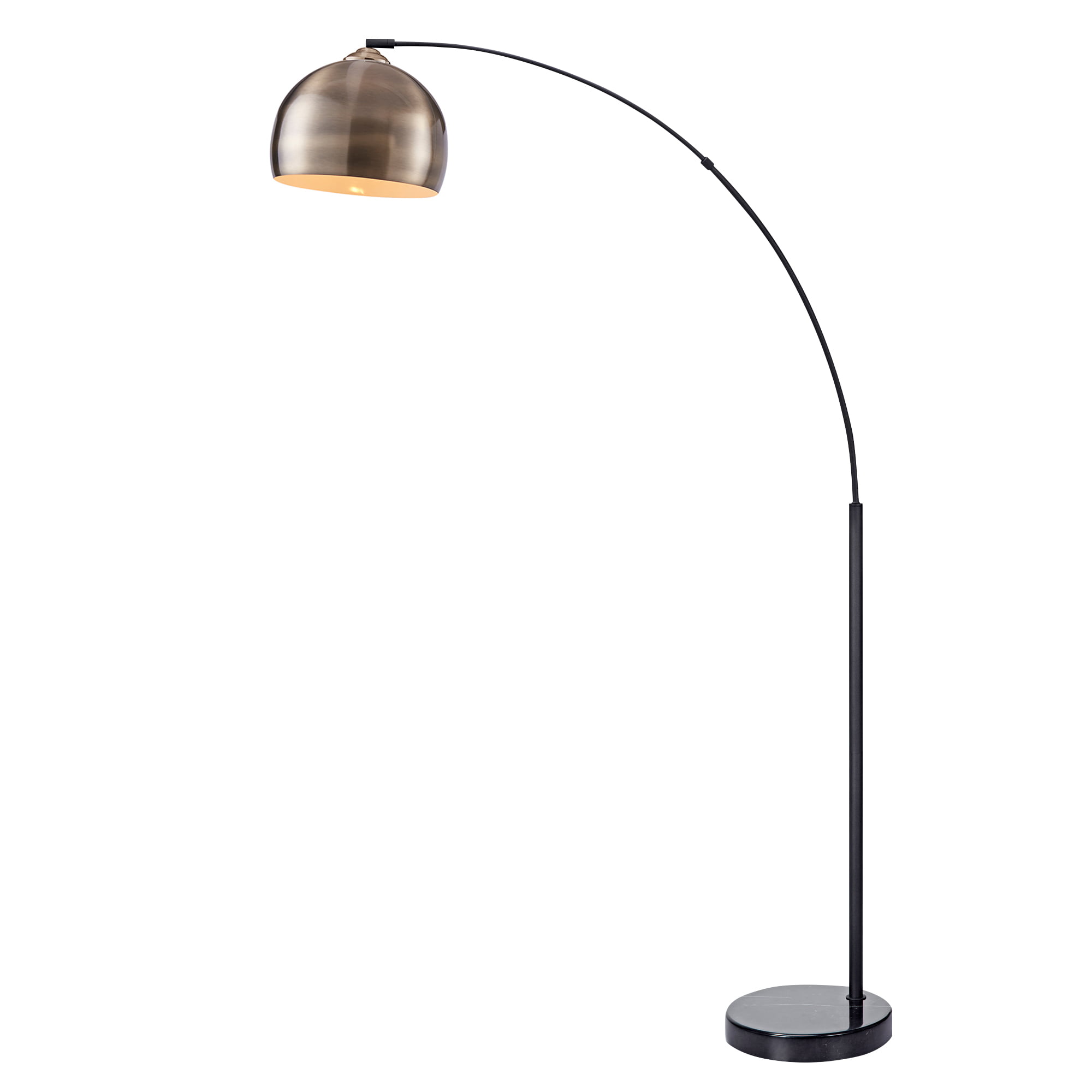 Versanora - Arquer Arc Floor Lamp With Marble Base. Antique Brass Finished Shade