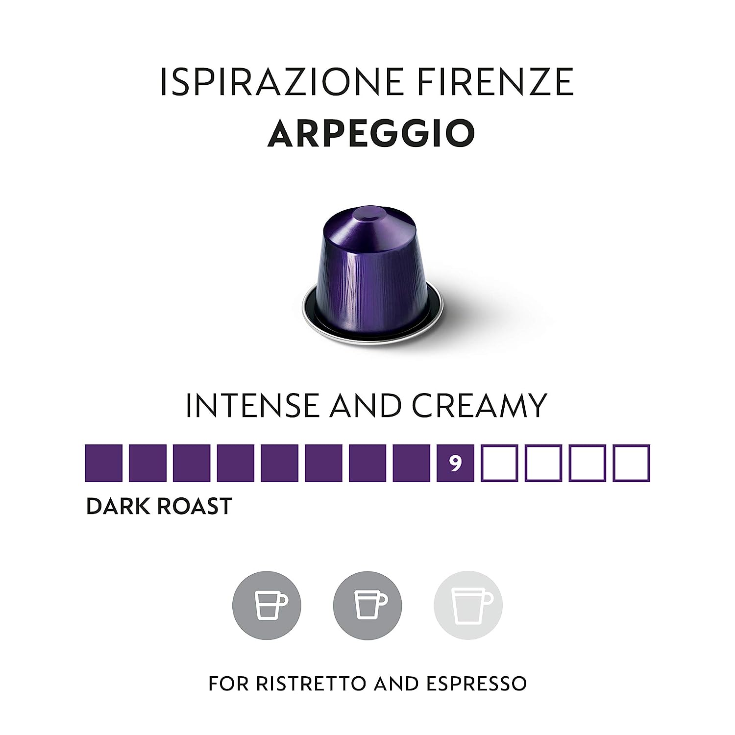 Nespresso Capsules OriginalLine. Ispirazione Arpeggio Intenso. Dark Roast Coffee. Coffee Pods. Brews 1.35oz (ORIGINALLINE ONLY). 10 Count (Pack of 5)
