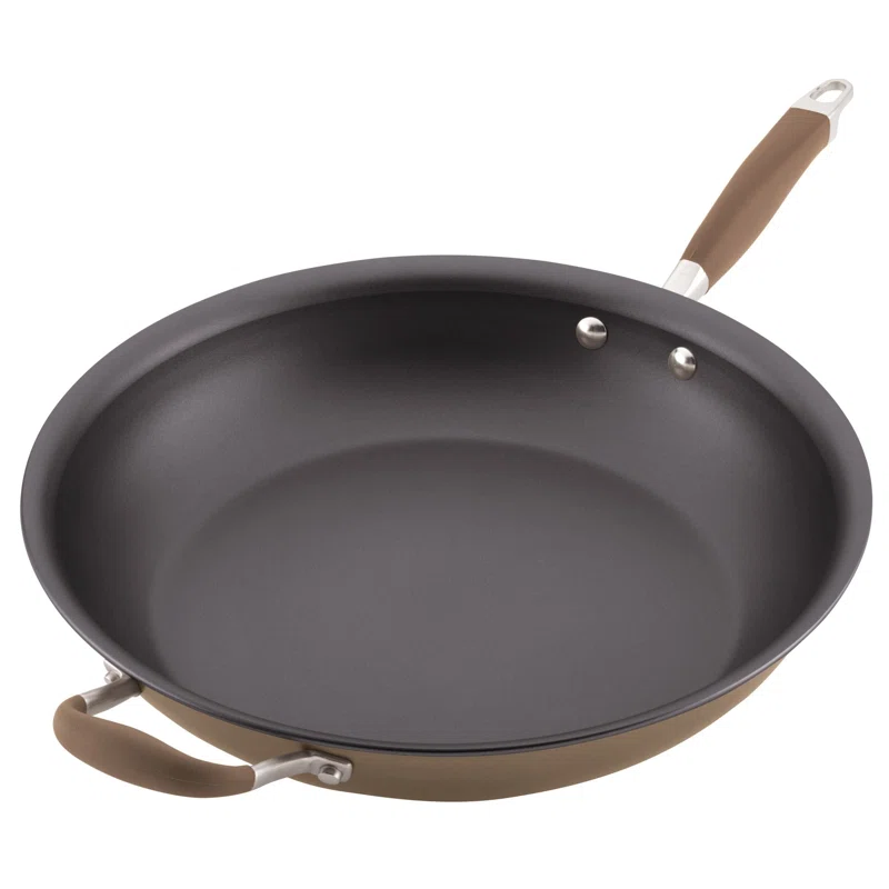 Anolon 84121 Advanced Hard Anodized Nonstick Frying Pan / Fry Pan / Hard Anodized Skillet with Helper Handle - 14 Inch. Brown Bronze