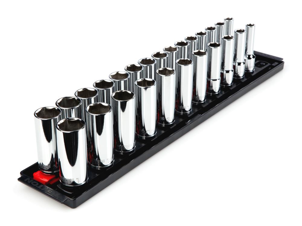 TEKTON 26-Piece Standard (SAE) and Metric 1/2-in Drive 6-point Set Deep Socket Set