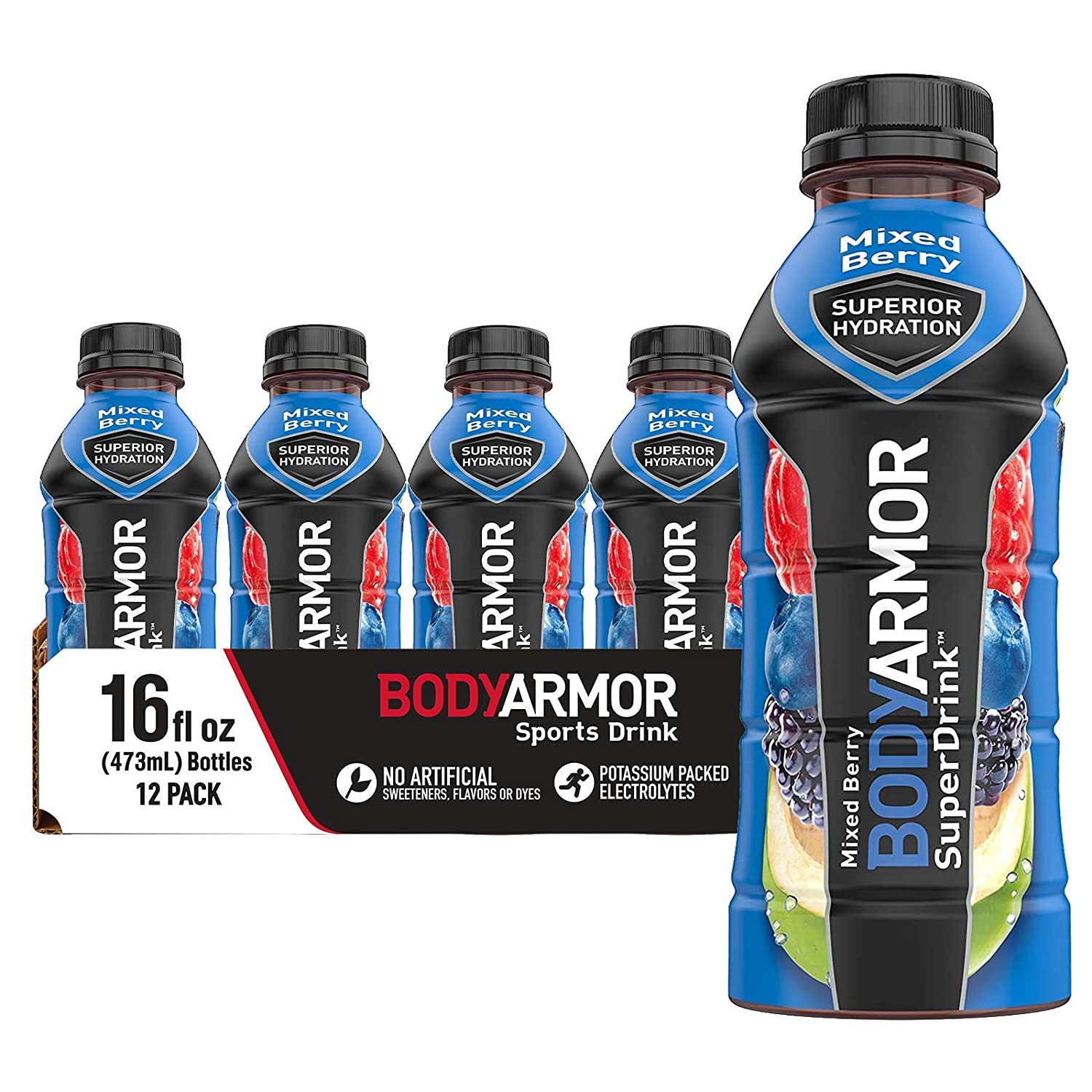 BODYARMOR Sports Drink Sports Beverage. Mixed Berry. Natural Flavors With Vitamins. Potassium-Packed