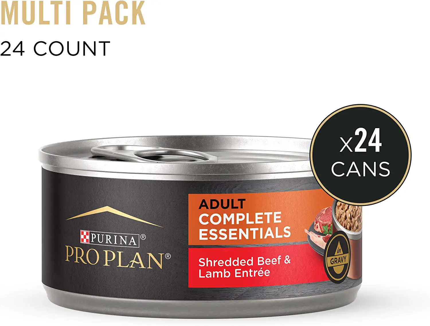 Purina Pro Plan High Protein Dog Food With Gravy Shredded Beef and Lamb Entree - (24) 5.5 oz. Cans