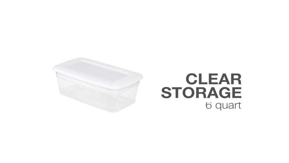 Sterilite 6 Qt. Storage Box Plastic. White. Set of 36