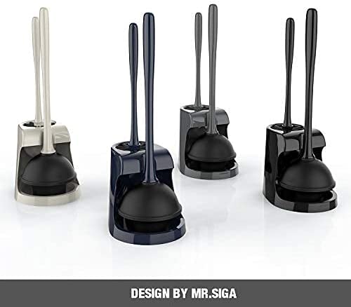 MR.SIGA Toilet Plunger and Bowl Brush Combo for Bathroom Cleaning. Black. 1 Set