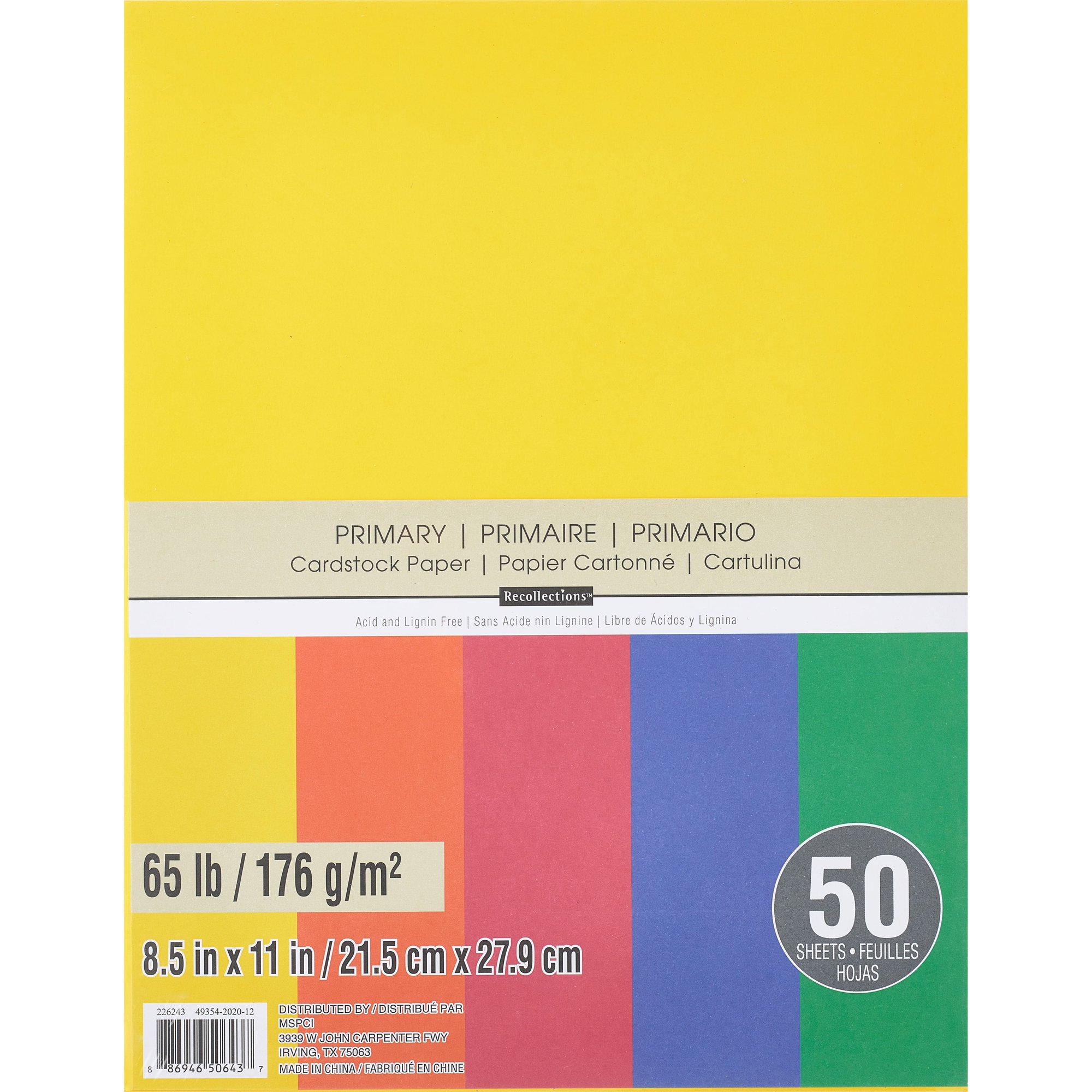 Recollections 12 Packs: 50 ct. (600 total) Primary 8.5″ x 11″ Cardstock Paper