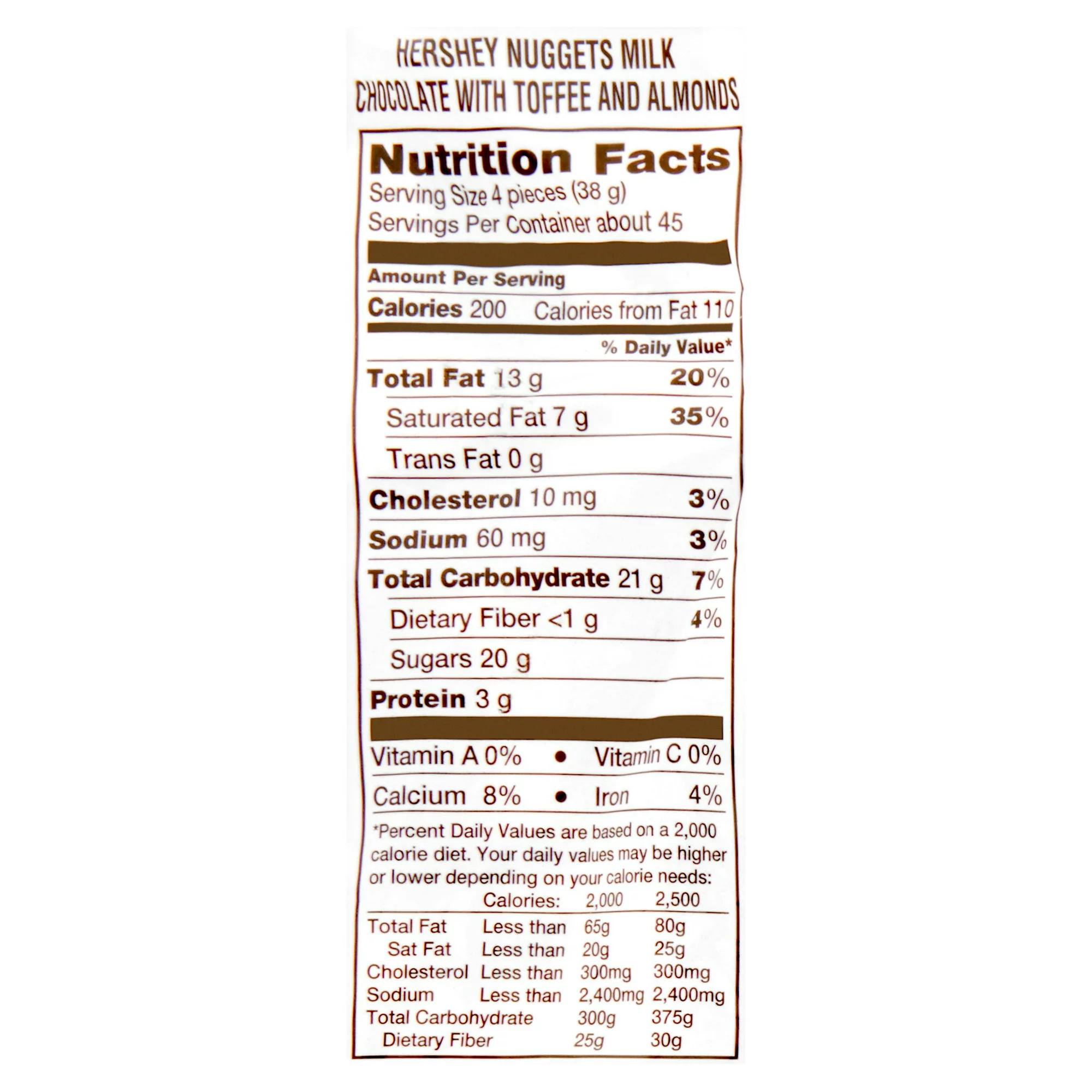 Hershey-s Nuggets. Extra Creamy Milk Chocolate Toffee & Almonds Candy. 60 oz.